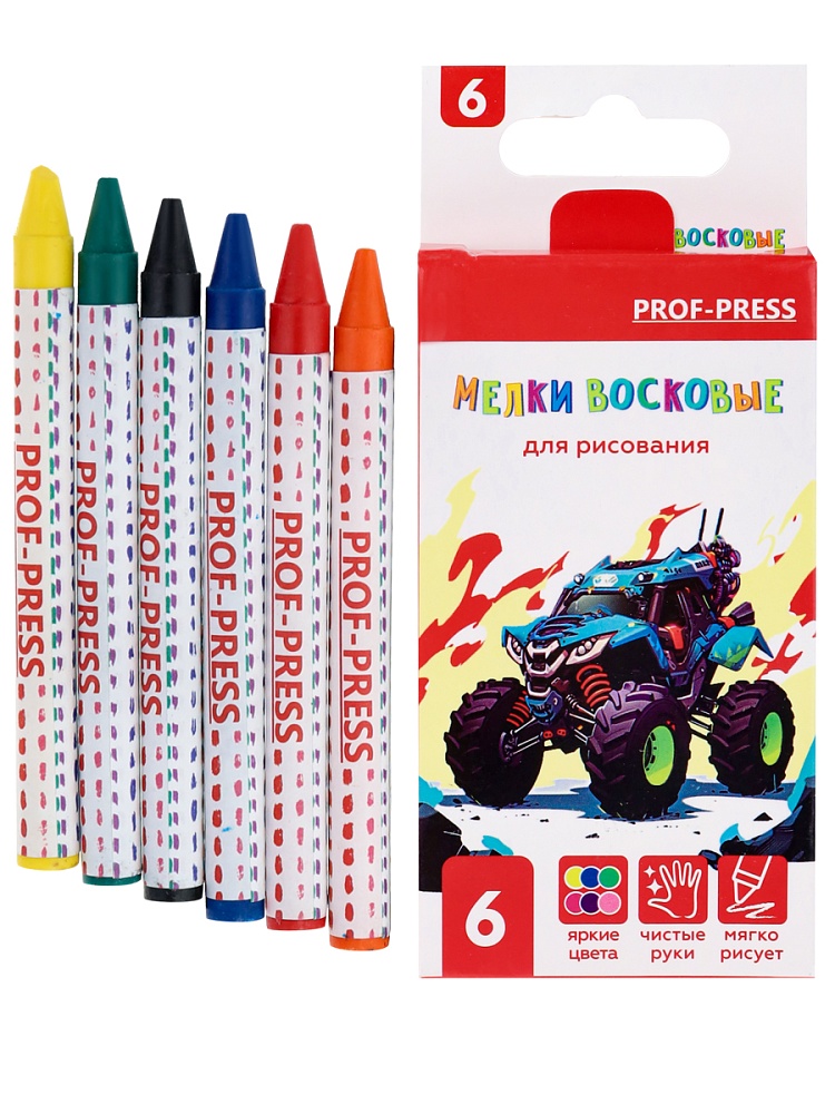 Восковые мелки 6цв Квадроциклы.