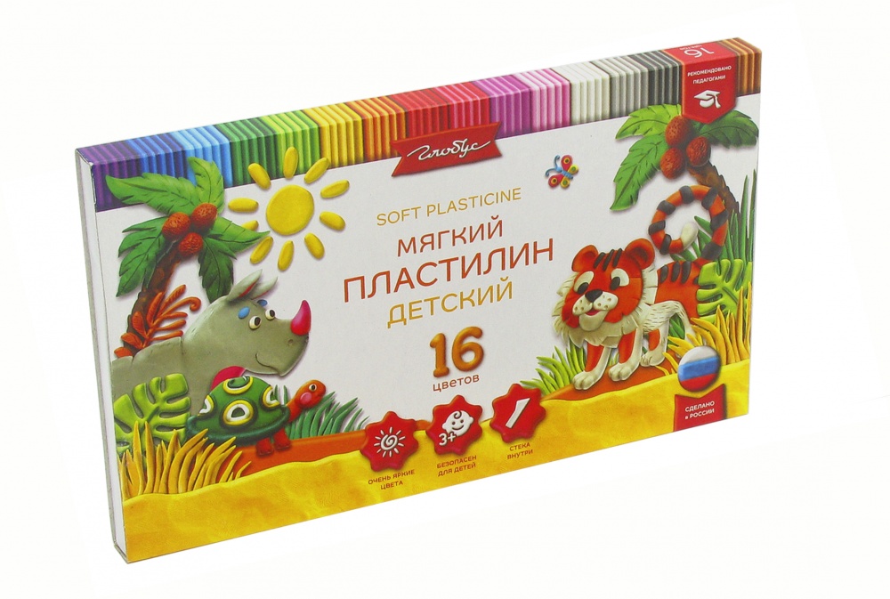 Пластилин 16цв мягкий Глобус
