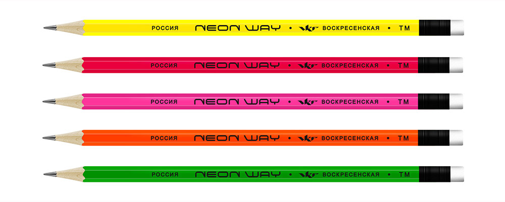 Карандаш  Neon way с ластиком ТМ 1-1543