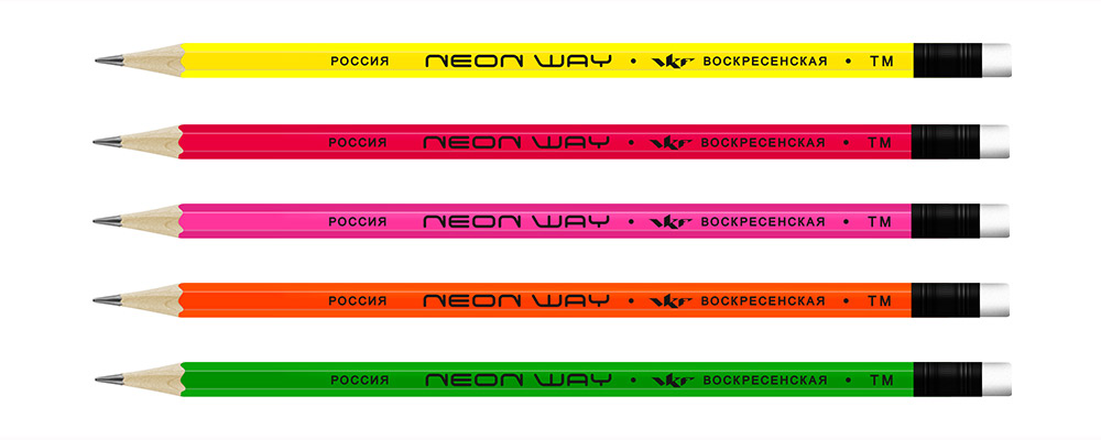Миниатюра товара Карандаш Воскресенская Neon way с ластиком ТМ 1541 3
