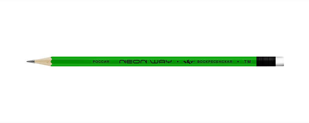 Карандаш Воскресенская Neon way с ластиком ТМ 1544