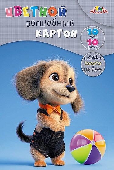 Цветной картон А4 10л Щенок.