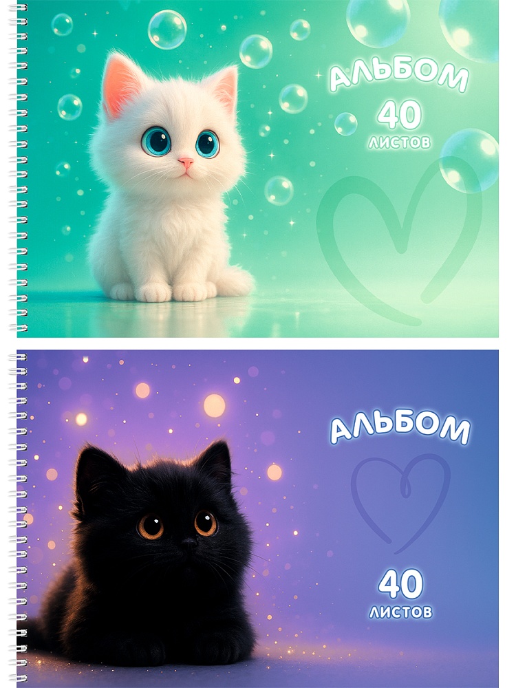 Альбом 40л гребень  Милые котики-10.