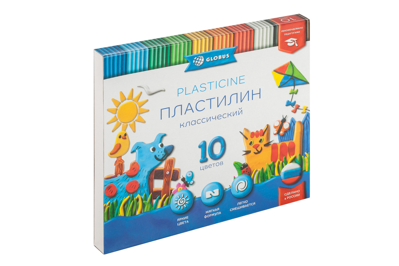 Миниатюра товара Пластилин "Классический" 10цв Глобус ПЛ10-06К 2