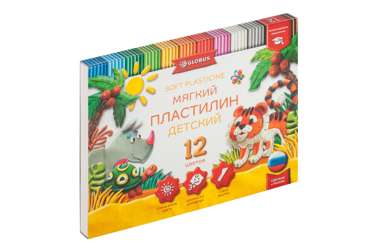 Пластилин 12цв повышенной мягкости. Глобус.