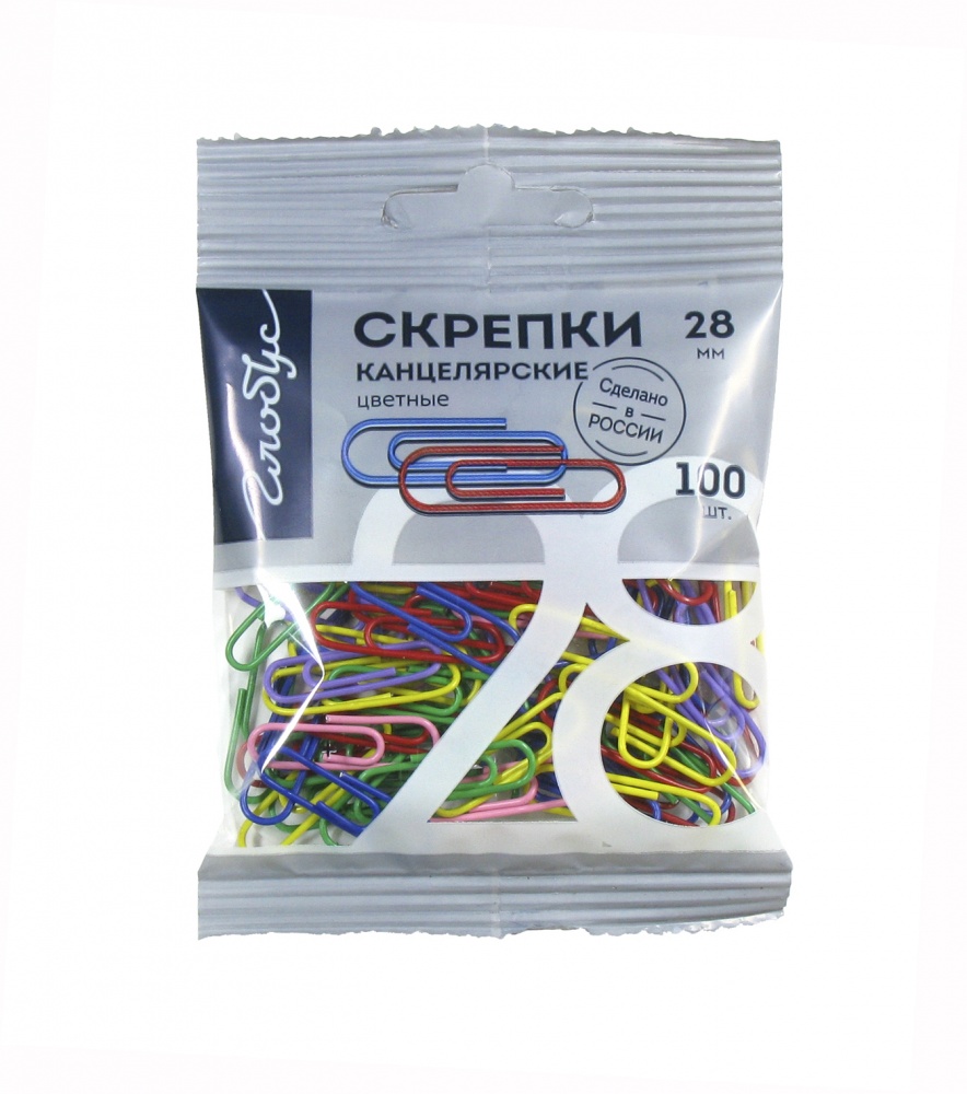Миниатюра товара Скрепки цветные  28мм 100шт Глобус. 2