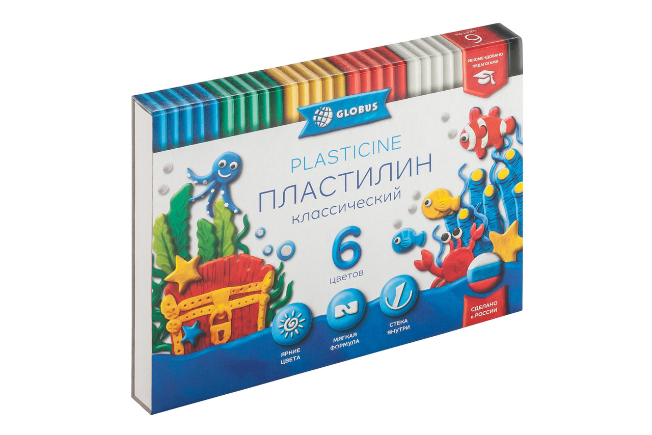 Миниатюра товара Пластилин "Классический" 6цв Глобус ПЛ6-06К 2