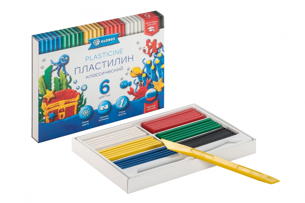 Пластилин "Классический" 6цв Глобус ПЛ6-06К