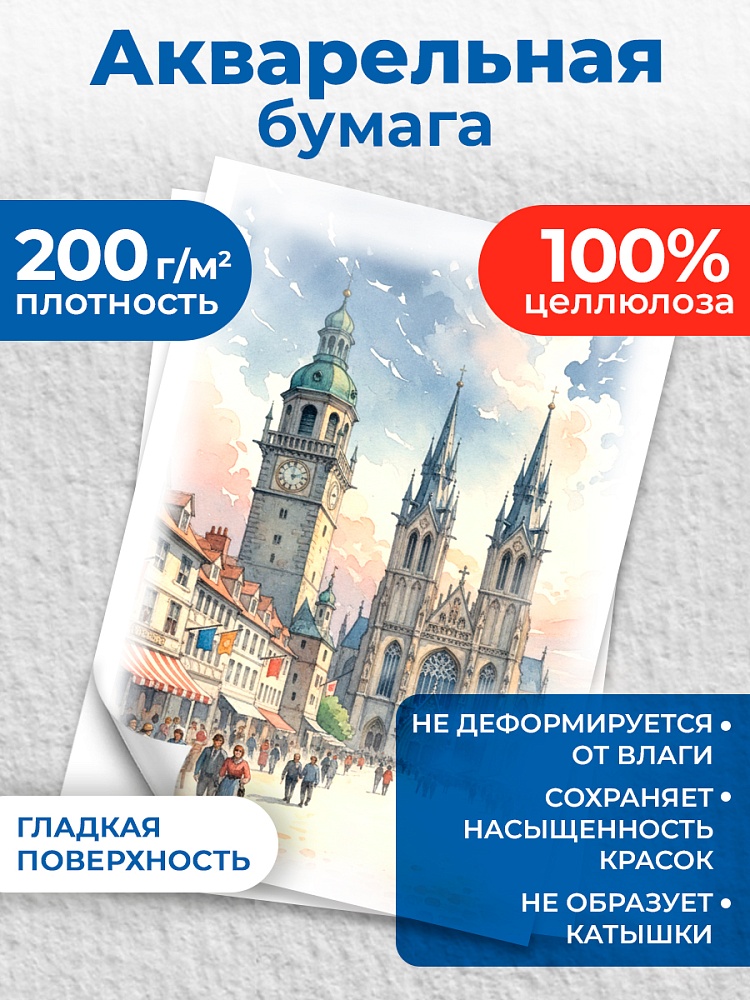 Миниатюра товара Папка для акварели А4 40л Разнообр.акварель-6 3